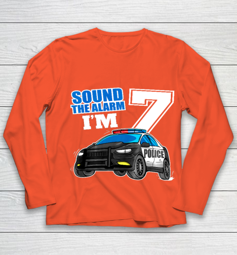 Kids Police Car 7th Birthday Shirt Boy 7 Cop Policeman Officer 7 Year Old Youth Long Sleeve 3