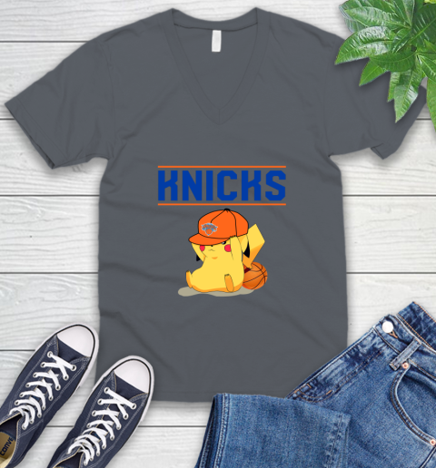 NBA Pikachu Basketball Sports New York Knicks V-Neck T-Shirt 5