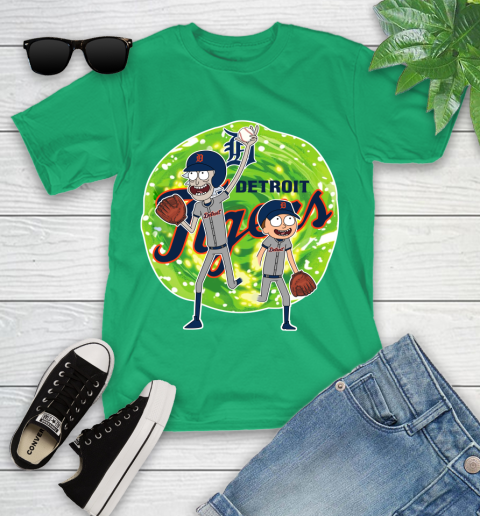 MLB Detroit Tigers Rick And Morty Baseball Sports Youth T-Shirt 6