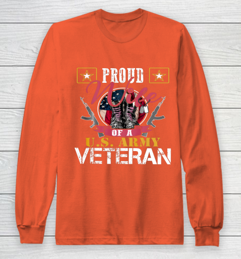 Veteran Shirt Vintage Proud Wife Of A U S Army Veteran Long Sleeve T-Shirt 3