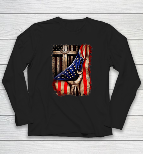 Christian Gift For Men Women Proud American Flag Patriotic Long Sleeve T-Shirt