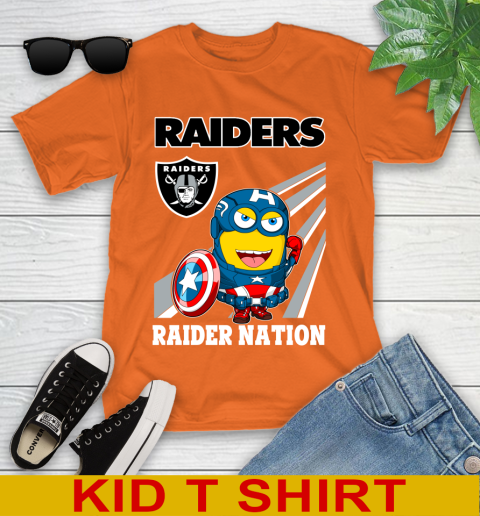 NFL Football Oakland Raiders Captain America Marvel Avengers Minion Shirt Youth T-Shirt 8