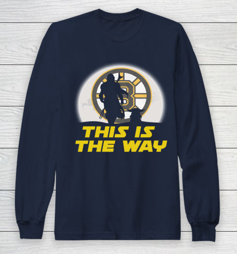 Boston Bruins NHL Ice Hockey Star Wars Yoda And Mandalorian This Is The Way Long Sleeve T-Shirt 2