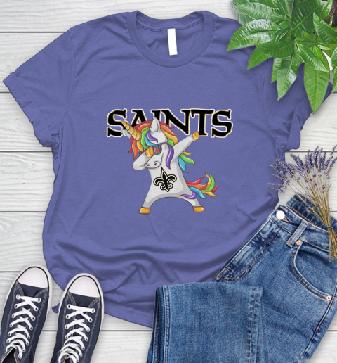 New Orleans Saints NFL Football Funny Unicorn Dabbing Sports Women's T-Shirt 11