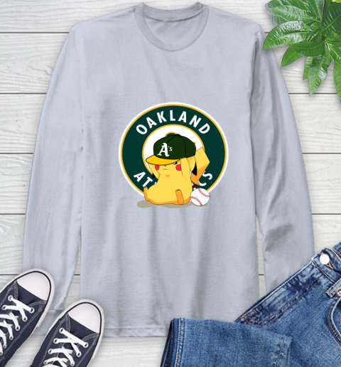 MLB Pikachu Baseball Sports Oakland Athletics Long Sleeve T-Shirt 6