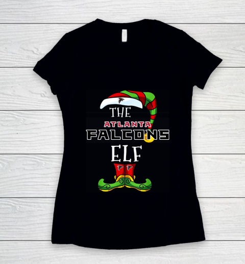 Atlanta Falcons Christmas ELF Funny NFL Women's V-Neck T-Shirt