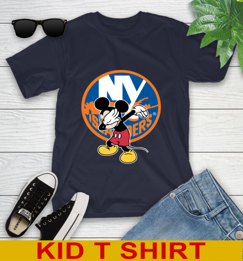 New York Islanders NHL Hockey Dabbing Mickey Disney Sports Youth T-Shirt - Image 4