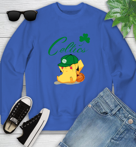 NBA Pikachu Basketball Sports Boston Celtics Youth Sweatshirt 8