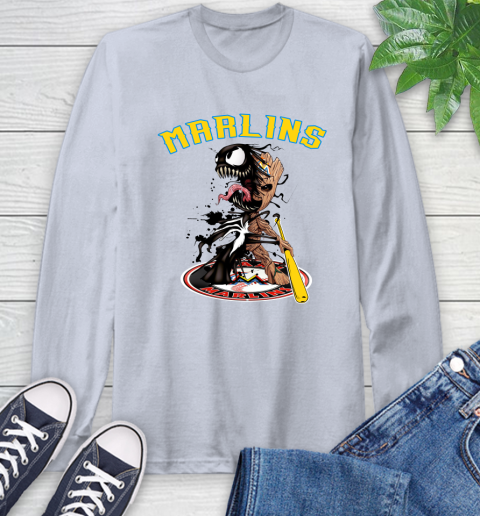 MLB Miami Marlins Baseball Venom Groot Guardians Of The Galaxy Long Sleeve T-Shirt 6