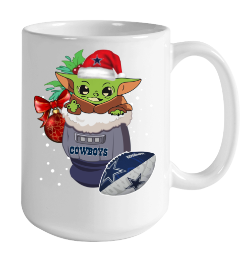 Dallas Cowboys Christmas Baby Yoda Star Wars Funny Happy NFL Ceramic Mug  11oz