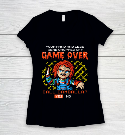 Chucky Tshirt GAME OVER  Call Damballa Women's V-Neck T-Shirt