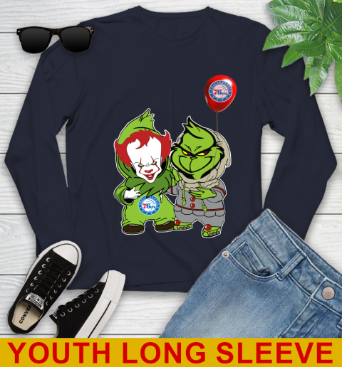 Philadelphia 76ers Baby Pennywise Grinch Christmas NBA Basketball Youth Long Sleeve 3