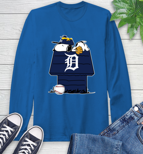 MLB Detroit Tigers Snoopy Woodstock The Peanuts Movie Baseball T Shirt Long Sleeve T-Shirt 9