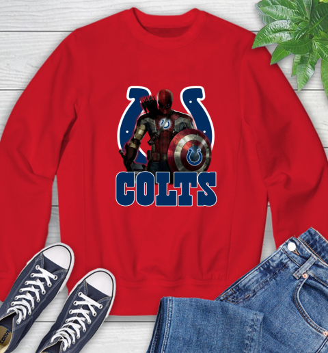 NFL Captain America Thor Spider Man Hawkeye Avengers Endgame Football Indianapolis Colts Sweatshirt 10