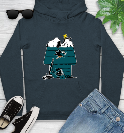 San Jose Sharks NHL Hockey Snoopy Woodstock The Peanuts Movie Youth Hoodie 8