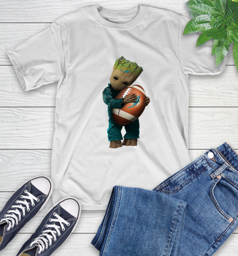 NFL Groot Guardians Of The Galaxy Football Sports Miami Dolphins T-Shirt
