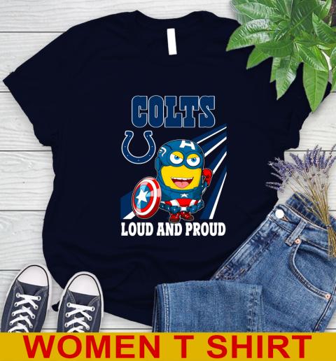 NFL Football Indianapolis Colts Captain America Marvel Avengers Minion Shirt Women's T-Shirt 2