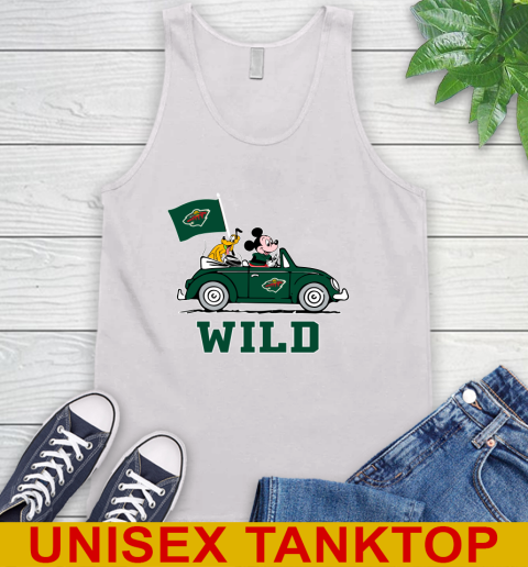 NHL Hockey Minnesota Wild Pluto Mickey Driving Disney Shirt Tank Top