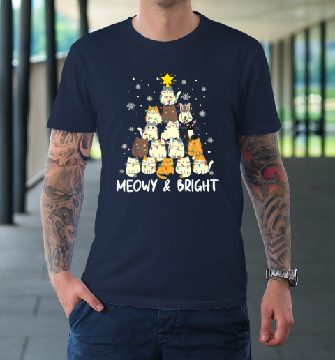 Meowy Catmas Cat Christmas Tree Xmas Girls Boys Funny Santa T