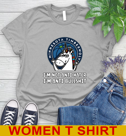 Minnesota Timberwolves NBA Basketball Unicorn I'm Not Anti Hater I'm Anti Bullshit Women's T-Shirt 5