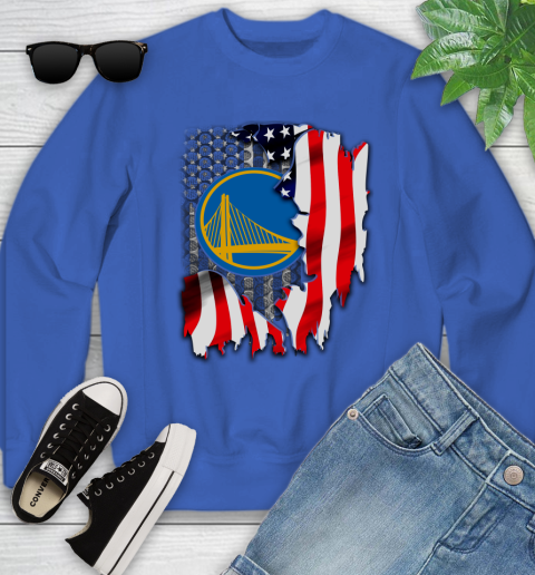 Golden State Warriors NBA Basketball American Flag Youth Sweatshirt 7
