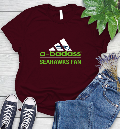 NFL A Badass Seattle Seahawks Fan Adidas Football Sports Women's T-Shirt 7
