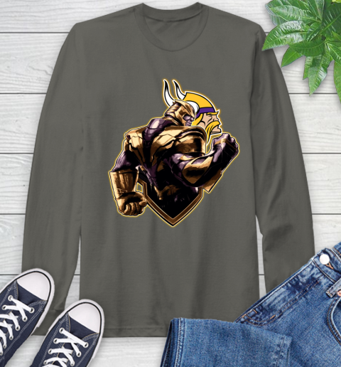 NFL Thanos Avengers Endgame Football Sports Minnesota Vikings Long Sleeve T-Shirt 8