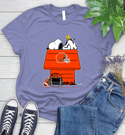 Cleveland Browns NFL Football Snoopy Woodstock The Peanuts Movie Women's T-Shirt 11