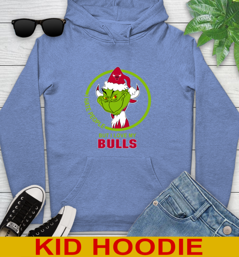 Chicago Bulls NBA Christmas Grinch I Hate People But I Love My Favorite Basketball Team Youth Hoodie 12