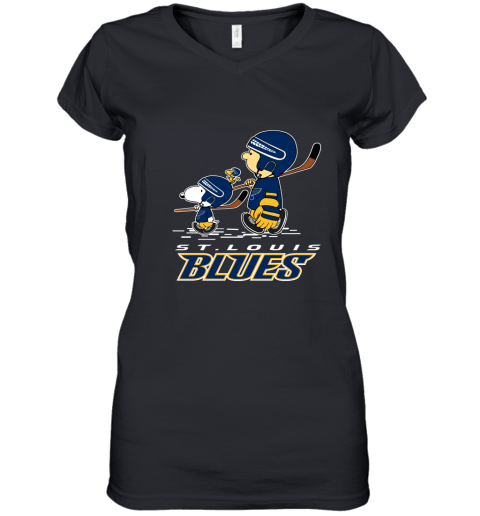 Let's Play St. Louis Blues Ice Hockey Snoopy NHL Women's V-Neck T-Shirt