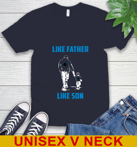 Carolina Panthers NFL Football Like Father Like Son Sports V-Neck T-Shirt 2