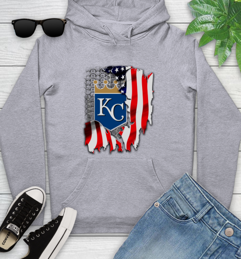 Kansas City Royals MLB Baseball American Flag Youth Hoodie 6