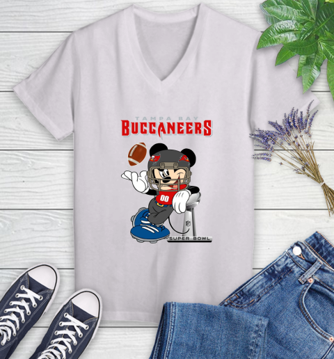 NFL Tampa Bay Buccaneers Mickey Mouse Disney Super Bowl Football T Shirt Women's V-Neck T-Shirt