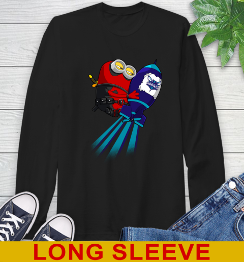 NBA Basketball Charlotte Hornets Deadpool Minion Marvel Shirt Long Sleeve T-Shirt
