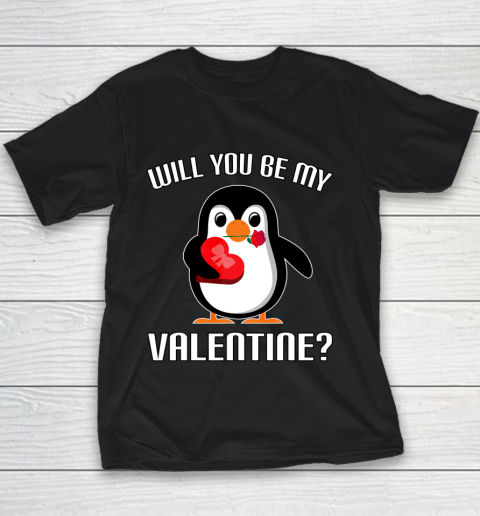 Will You Be My Valentine Funny Cute Penguin Youth T-Shirt