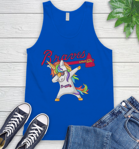 Atlanta Braves MLB Baseball Funny Unicorn Dabbing Sports Tank Top 5