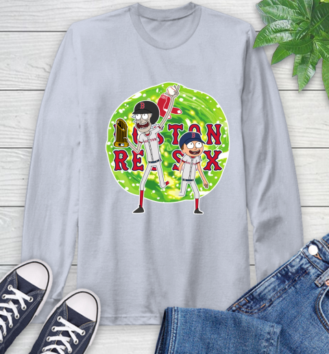 MLB Boston Red Sox Rick And Morty Commissioner's Trophy Baseball Sports Long Sleeve T-Shirt 6