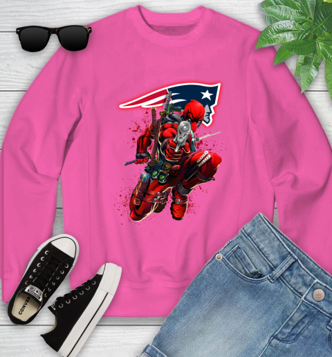 NFL Deadpool Marvel Comics Sports Football New England Patriots Youth Sweatshirt 7
