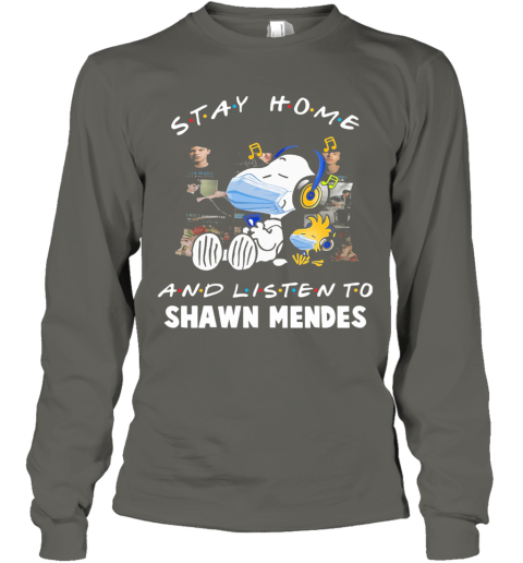 Snoopy Wear Mask Stay Home And Listen To Shawn Mendes Covid 19 Long Sleeve T Shirt Cheap T Shirts Store Online Shopping
