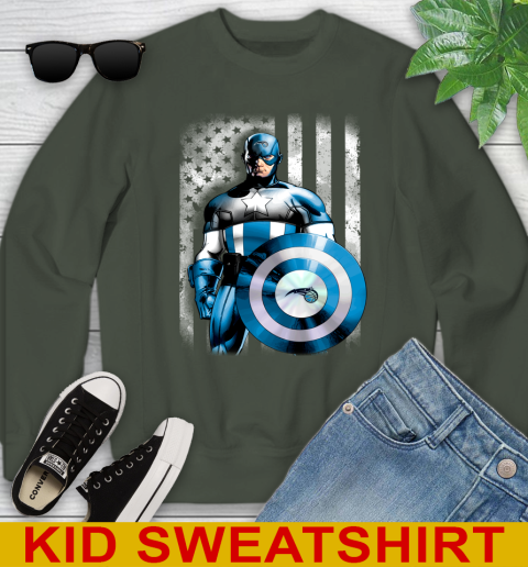 Orlando Magic NBA Basketball Captain America Marvel Avengers American Flag Shirt Youth Sweatshirt 8