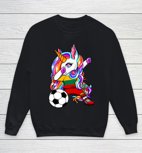 Dabbing Unicorn Lithuania Soccer Fans Jersey Flag Football Youth Sweatshirt