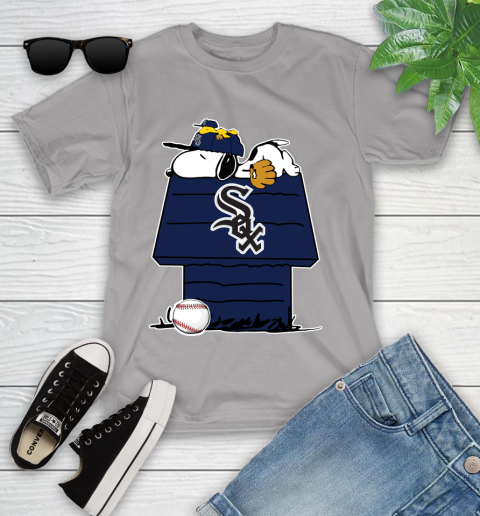 MLB Chicago White Sox Snoopy Woodstock The Peanuts Movie Baseball T Shirt Youth T-Shirt 4