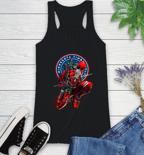NBA Deadpool Marvel Comics Sports Basketball Minnesota Timberwolves Racerback Tank 2