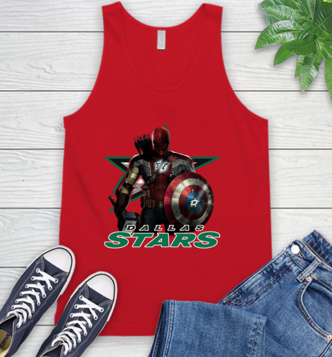 NHL Captain America Thor Spider Man Hawkeye Avengers Endgame Hockey Dallas Stars Tank Top 6