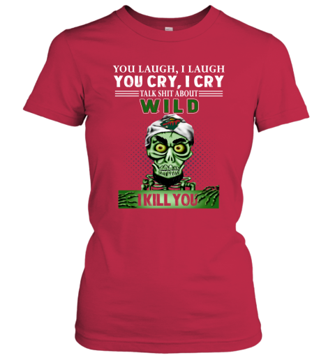 NHL Talk Shit About Minnesota Wild I Kill You Achmed The Dead Terrorist Jeffrey Dunham Hockey DKVM9qQruvr ladies t shirt 20 95 151514 front red
