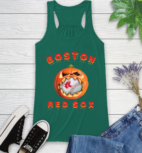 MLB Boston Red Sox Halloween Pumpkin Baseball Sports Racerback Tank 7