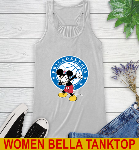 Philadelphia 76ers NBA Basketball Dabbing Mickey Disney Sports Racerback Tank
