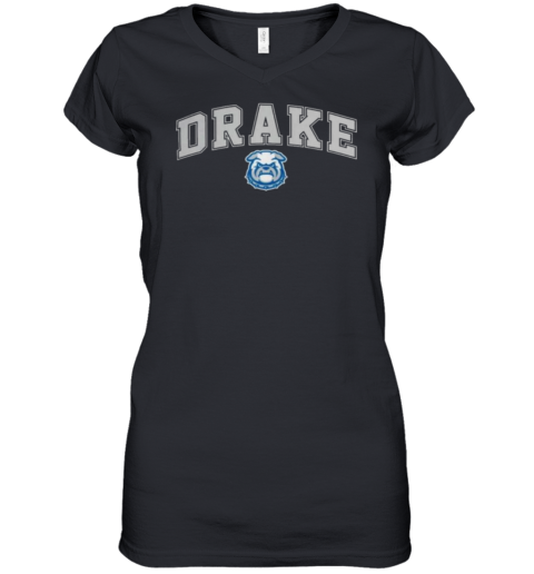 Drake Bulldogs Fanatics Branded Campus Logo Women's V-Neck T-Shirt