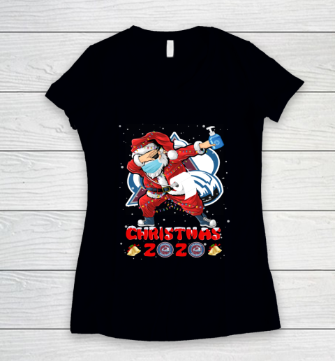 Colorado Avalanche Funny Santa Claus Dabbing Christmas 2020 NHL Women's V-Neck T-Shirt