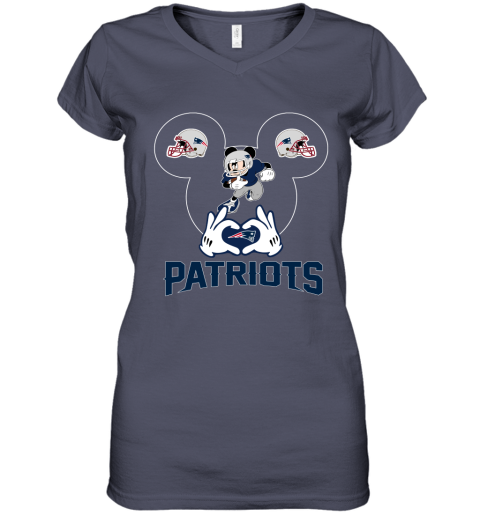 vy4h i love the patriots mickey mouse new england patriots women v neck t shirt 39 front heather navy